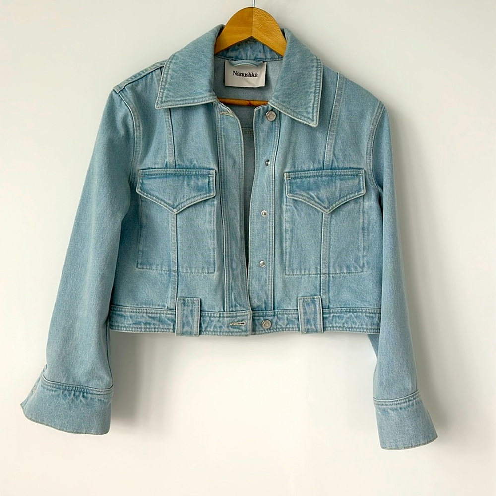 Nanushka jean jacket in size small.